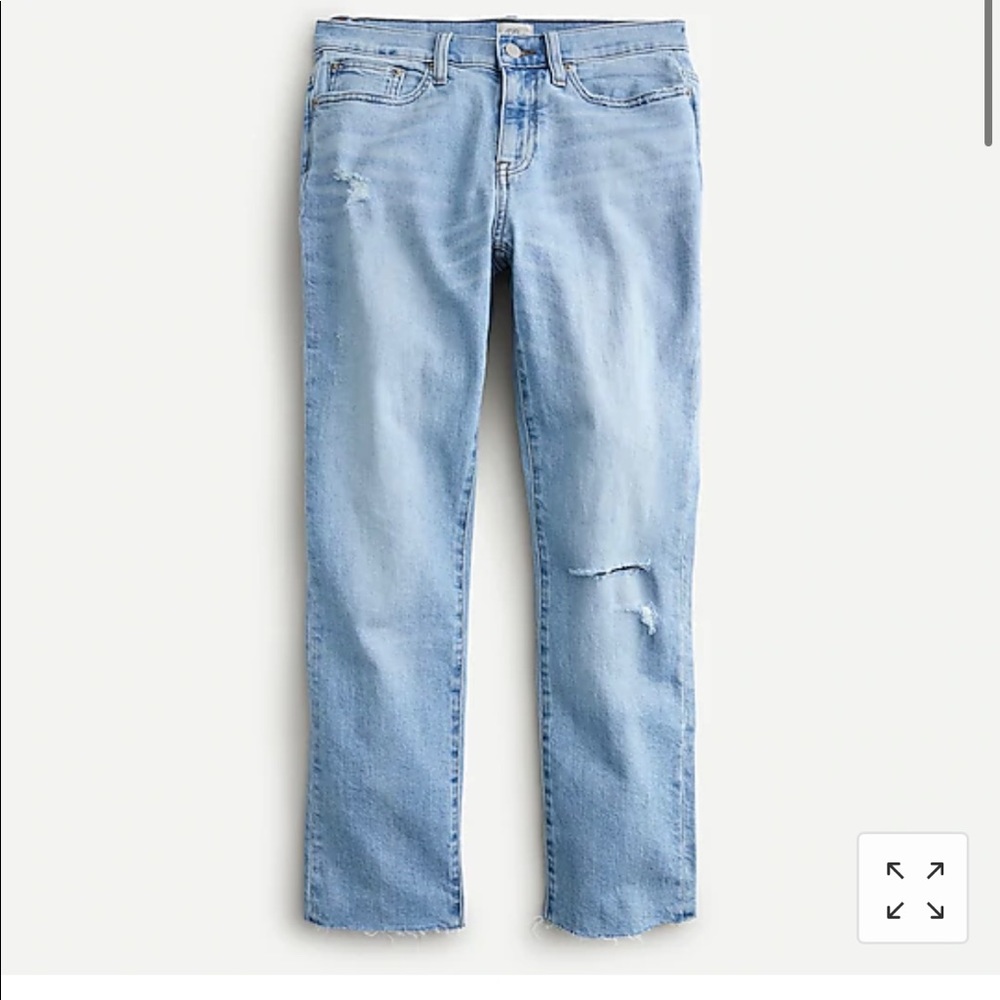 J Crew ripped slim boyfriend jean, something blue wash, size 27